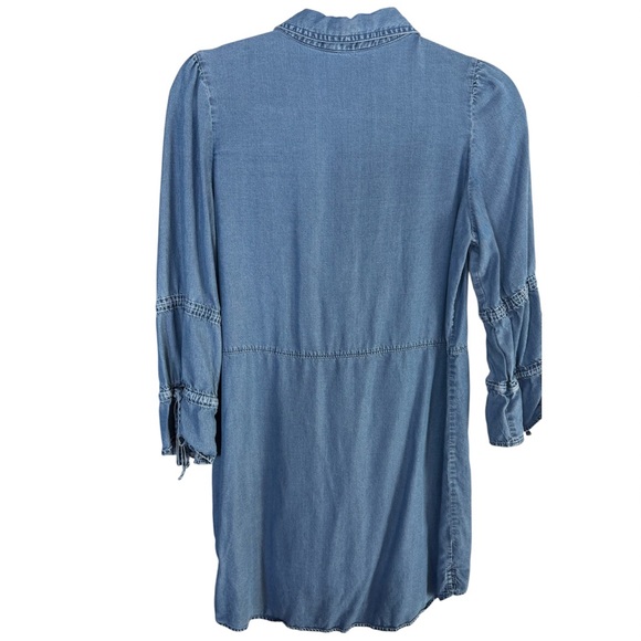Express Light Denim Puff Sleeve Button Front Mini Shirt Dress Size S - Picture 3 of 11